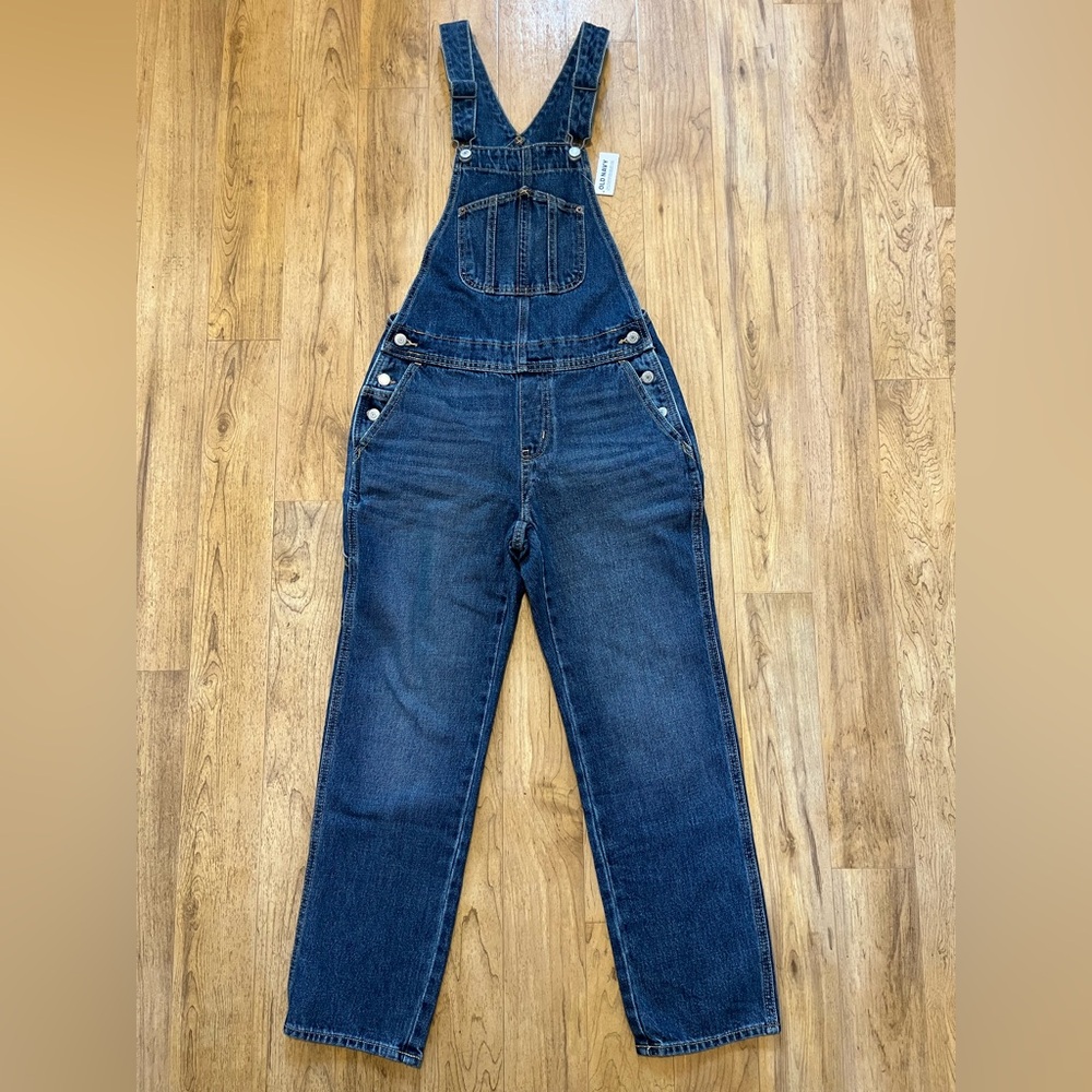 Old Navy overalls size 0 petite NWT dark wash denim jeans farmer western